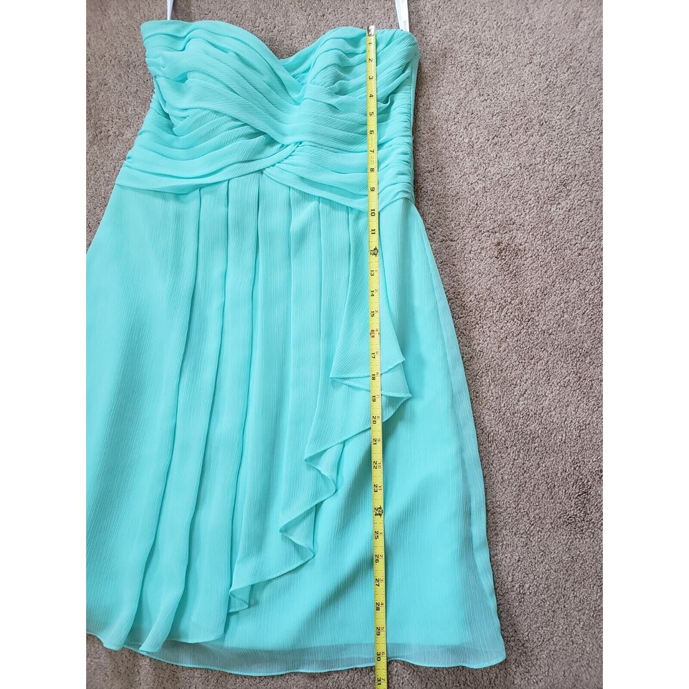 David's Bridal Short Crinkle Chiffon Dress with Front Cascade Strapless Size 8 - Picture 9 of 11